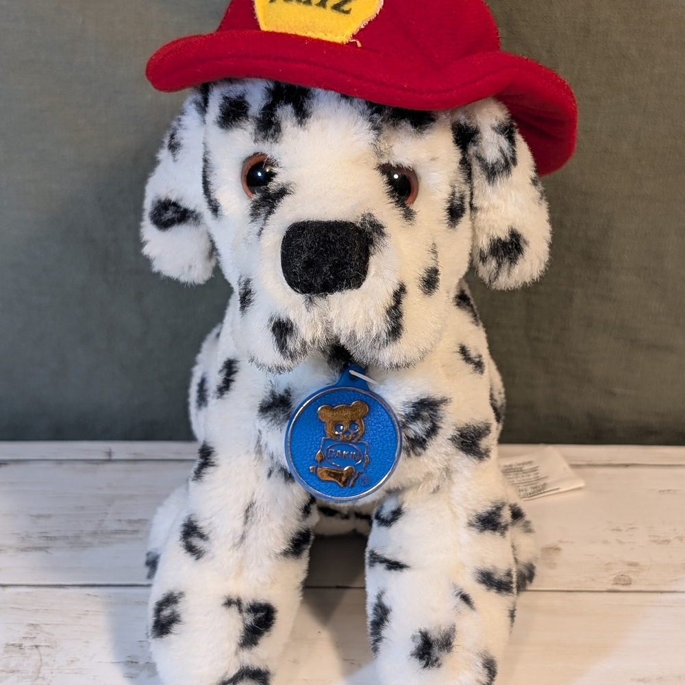 Vintage 1985 Dakin Fritz the Firehouse Dog Dalmatian Plush Toy Fireman Mascot